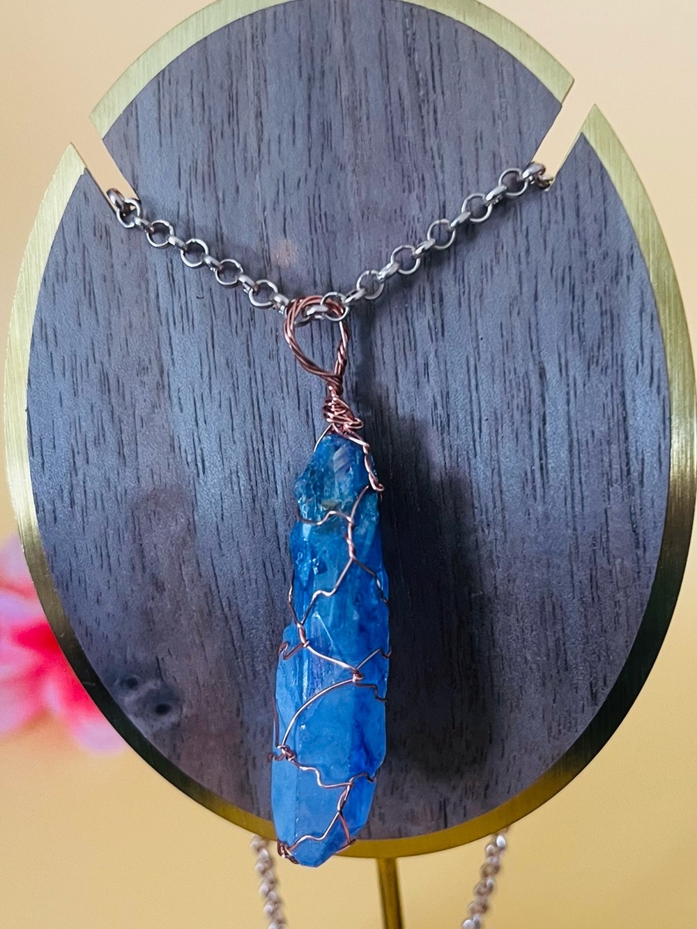 Copper wire wrapped purple quartz plus a free matching necklace